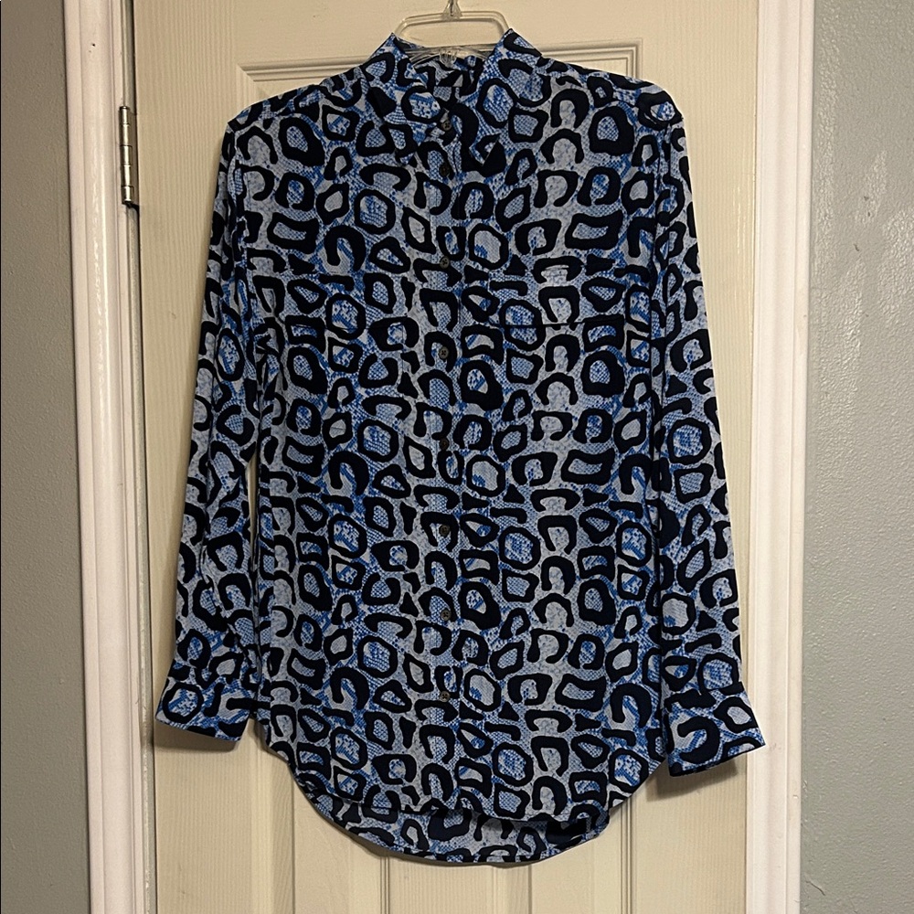 💸30%Off2🛒 Equipment femme blue silk animal print blouse